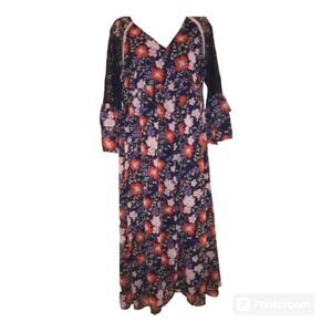 NWT Suzanne Betro Lined Floral Lace Inset Dress Size XL